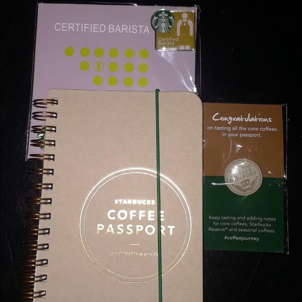 NIB Starbucks Coffee Passport Enamel Pin & book